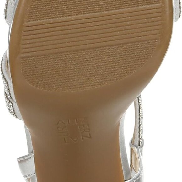 Women's Silver Brenta Strappy Sandal Size 9 Heeled Dress Shoe with Platform - Picture 4 of 9